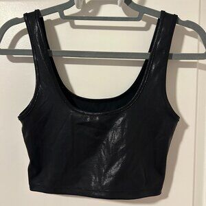 Black Metallic Crop Top